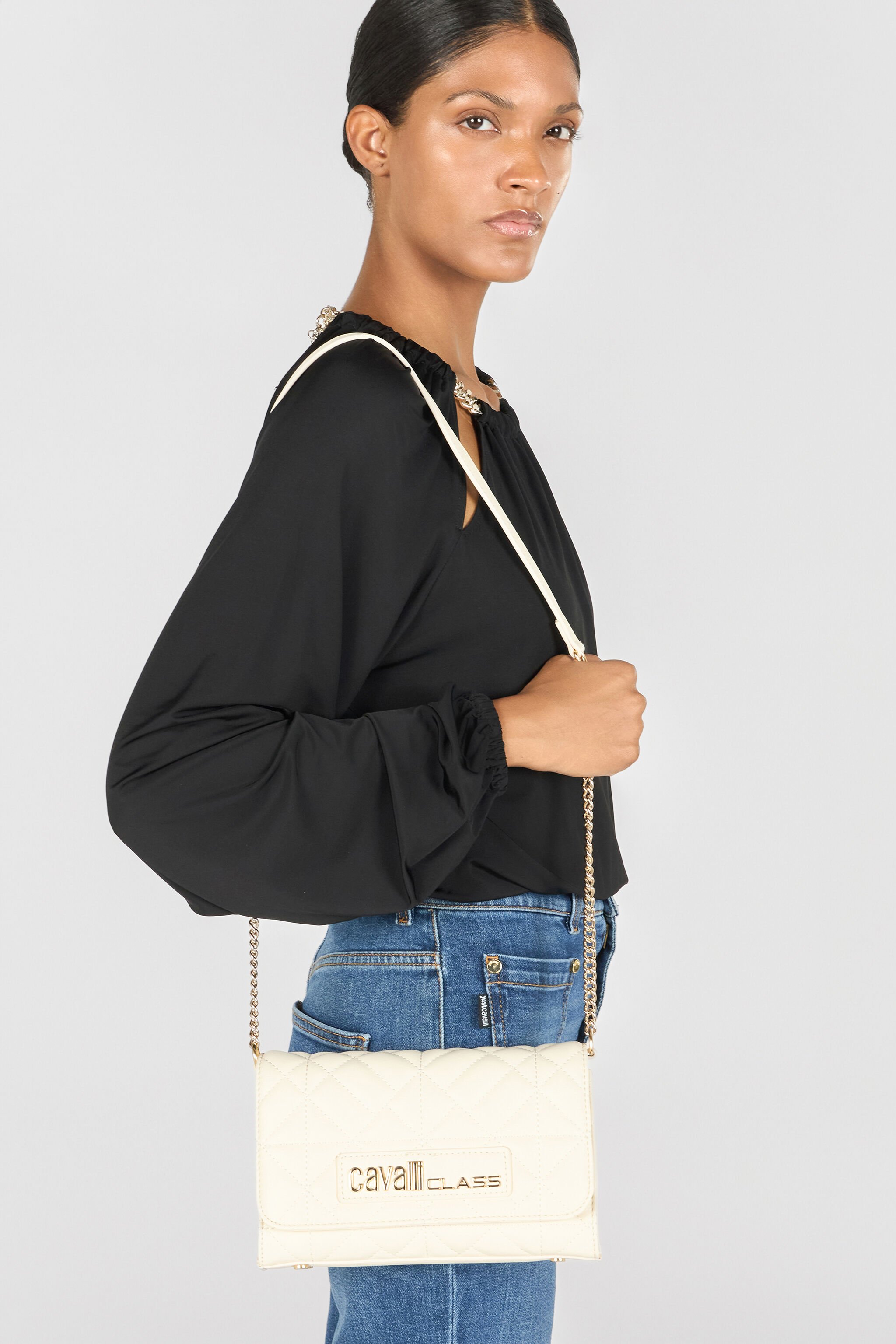 CL Tasche Mit Schulterriemen In Form Einer Kette Cavalli Class Elfenbein SXB00B-AB076