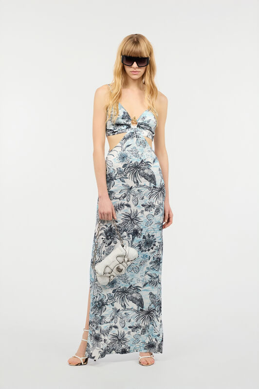 JC Long Jungle-Print Dress Light blue UFT185-UF251