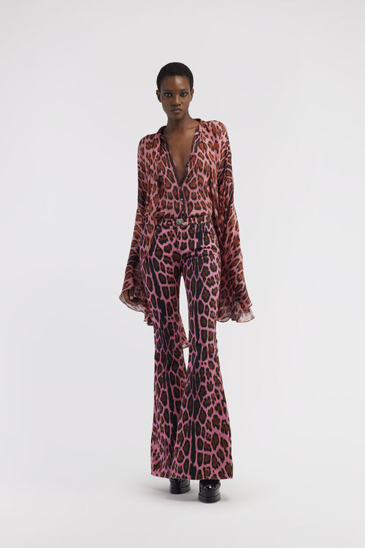 RC Flared jeans with Leopard print Fuchsia RWJ205-DAI13
