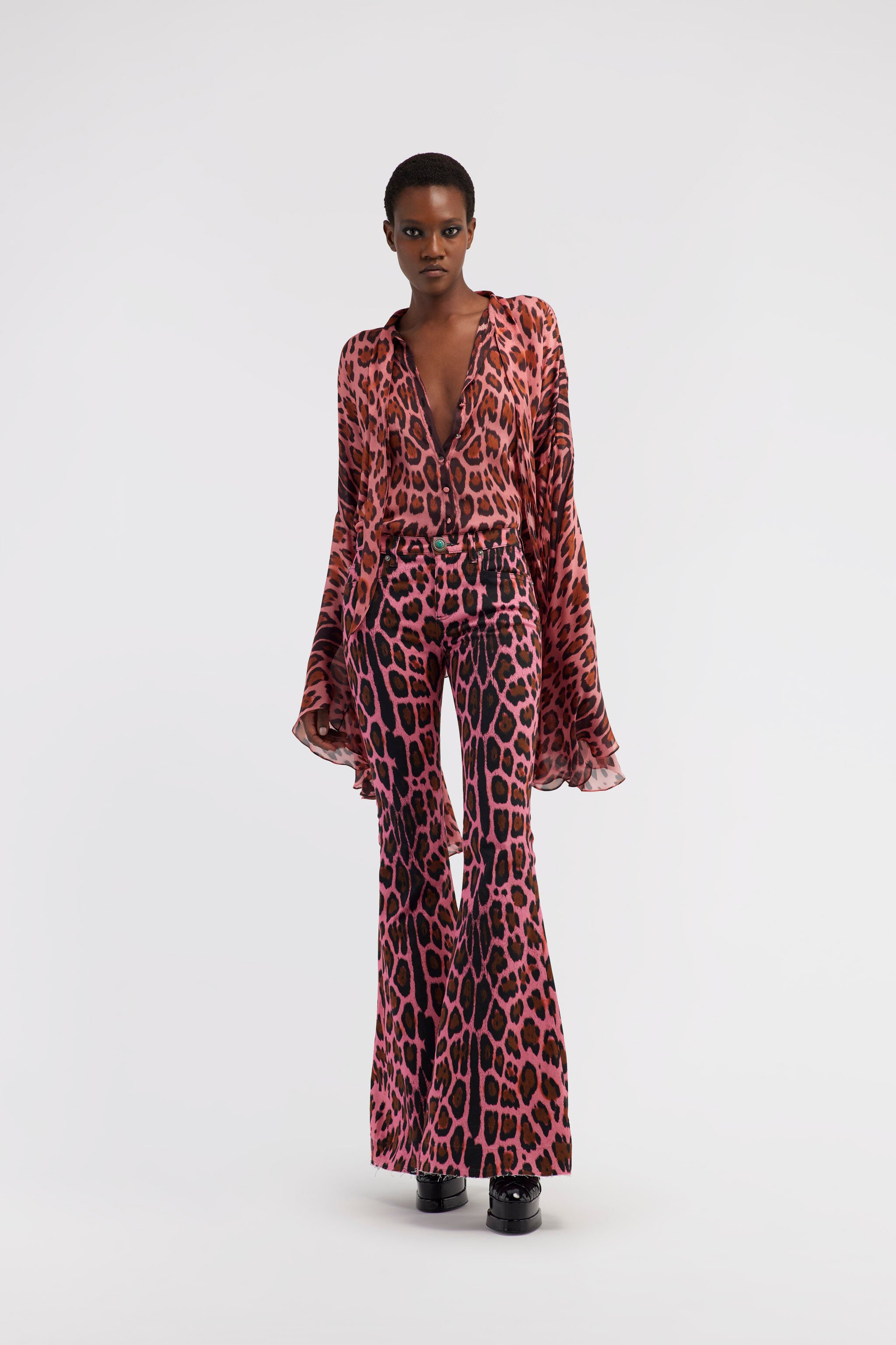 RC Flared jeans with Leopard print Fuchsia RWJ205-DAI13
