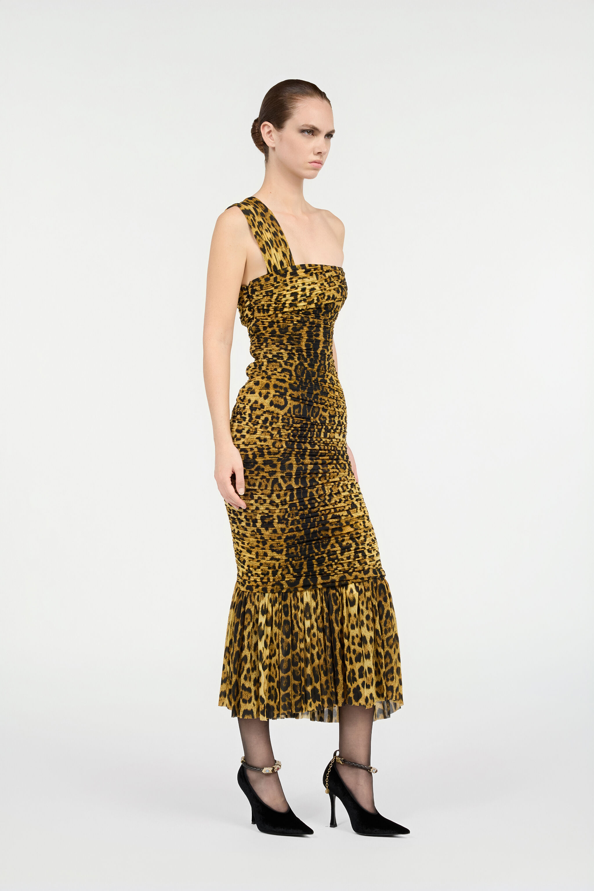 RC Midi Dress with Jaguar Skin Print Brown VWT123-NCQ71