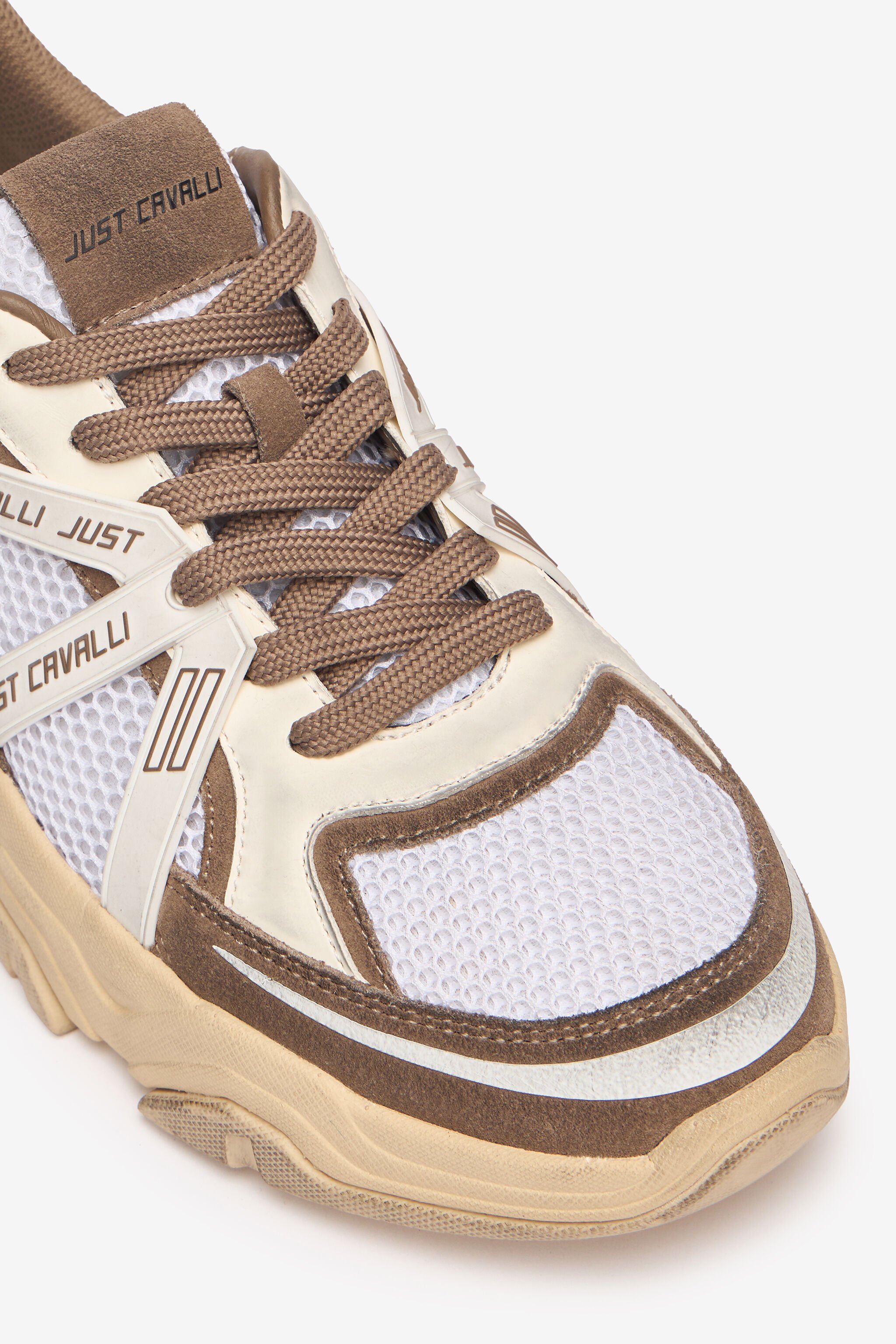 JC Sneakers Mit Logoeinsätzen Weiß/Braun UFS018-UF293