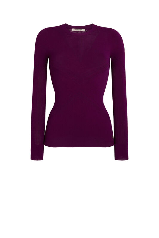 RC Open knit detailed jumper Purple LQM630-MI001