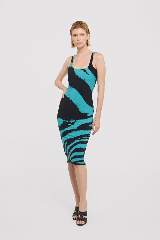 RC Midi-Kleid mit Print Zebra Tribute Blau UWT139-OOP26