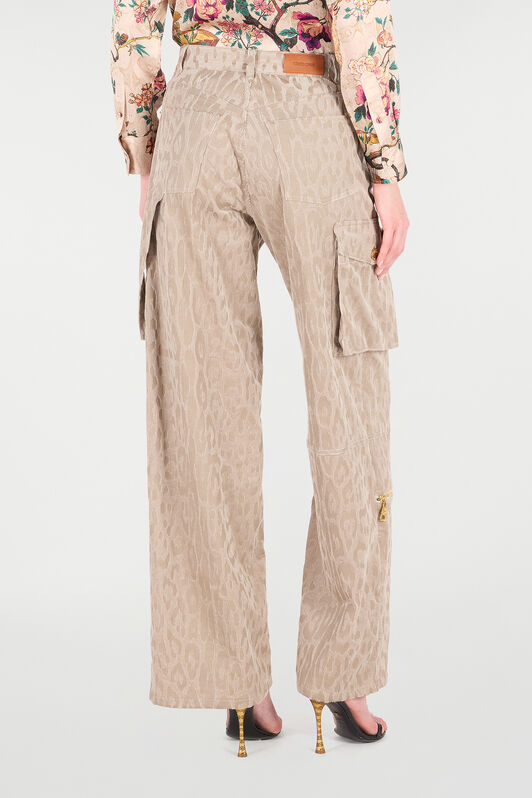 RC Cargo Pants with All-Over Jaguar Skin Motif RC Cargo Pants with All-Over Jaguar Skin Motif Light Brown VKT250-VL076