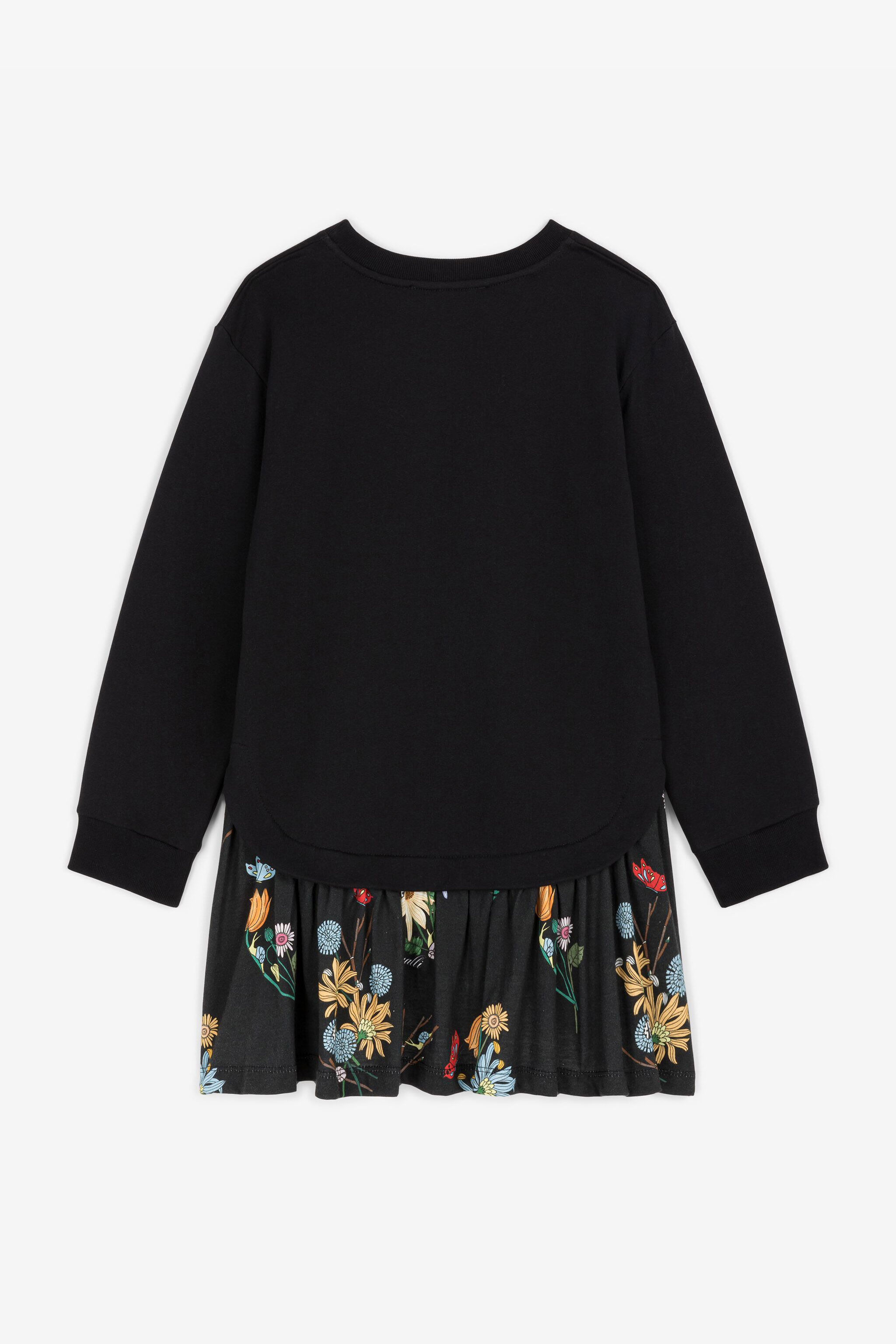 JU Logo And Floral-Embroidered Sweatshirt Dress Black RJT10N-CF050
