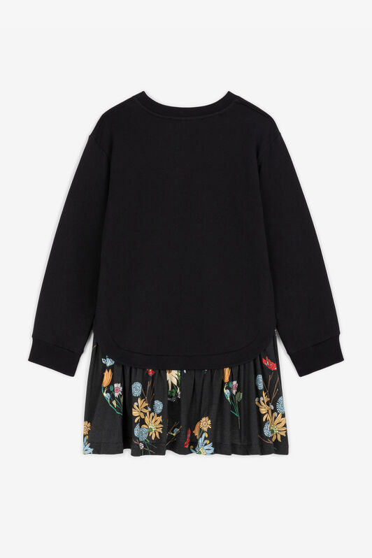 JU Logo And Floral-Embroidered Sweatshirt Dress JU Logo And Floral-Embroidered Sweatshirt Dress Black RJT10N-CF050