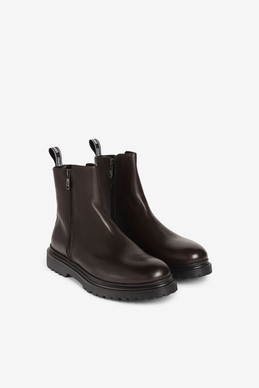 RC Botas de cuero con cremallera Marrón oscuro JSS00S-PZ085