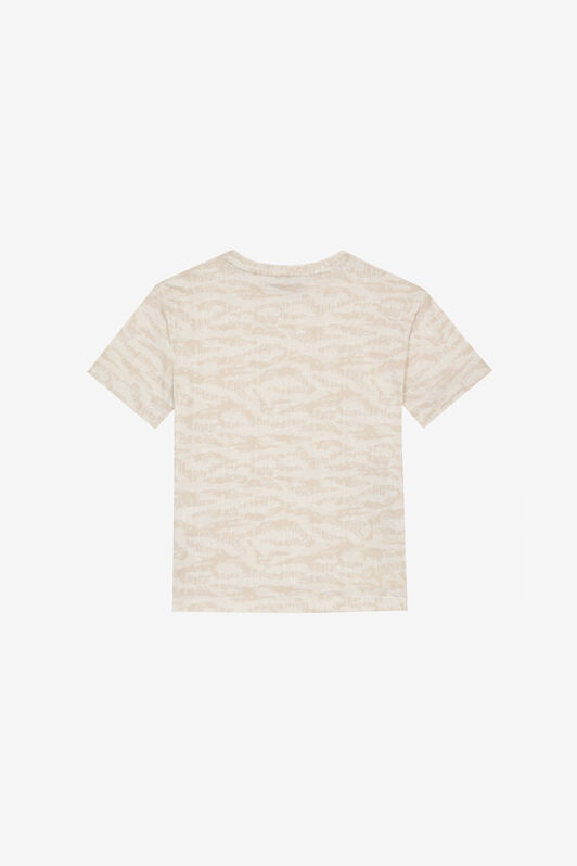JU T-Shirt With Tiger Skin Print And Patch Ivory UJT60K-JFO44