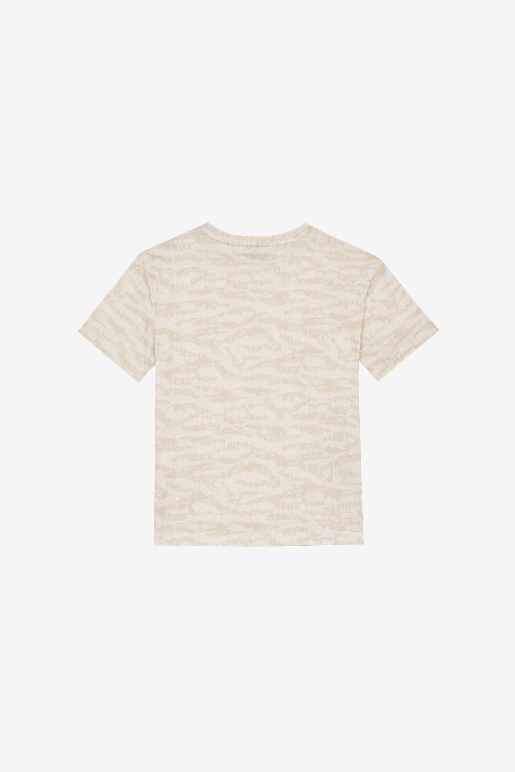 JU T-Shirt With Tiger Skin Print And Patch Ivory UJT60K-JFO44