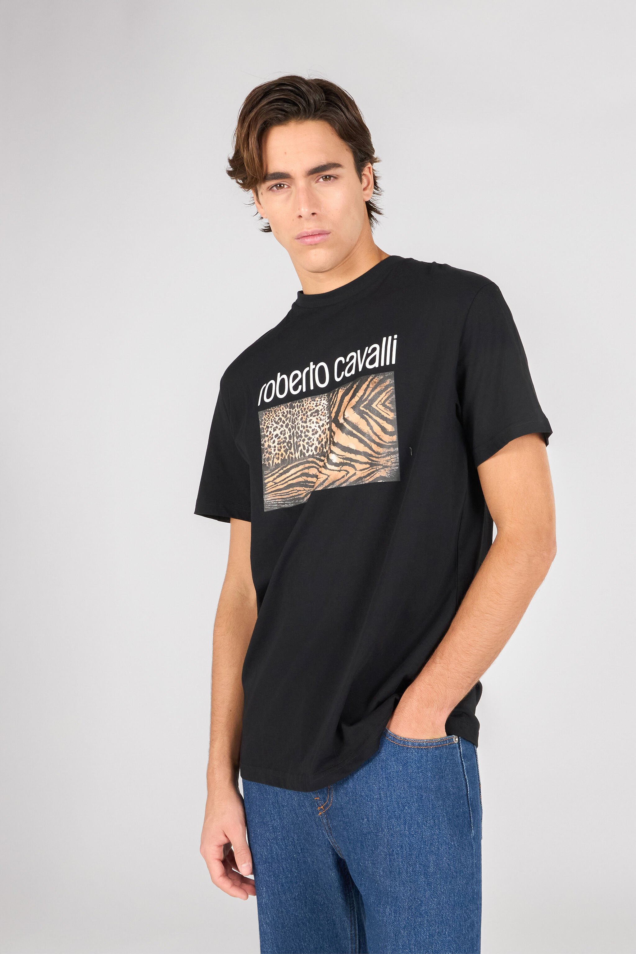 RC T-Shirt Mit Animalierprint Und Logo Schwarz OOT60G-JD060