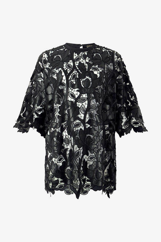 RC Macramé Floral Lace Top Black VQT610-FT051