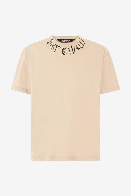 JC Camiseta Con Cuello Redondo Desgastado Y Logotipo Marrón claro UFT043-UF063