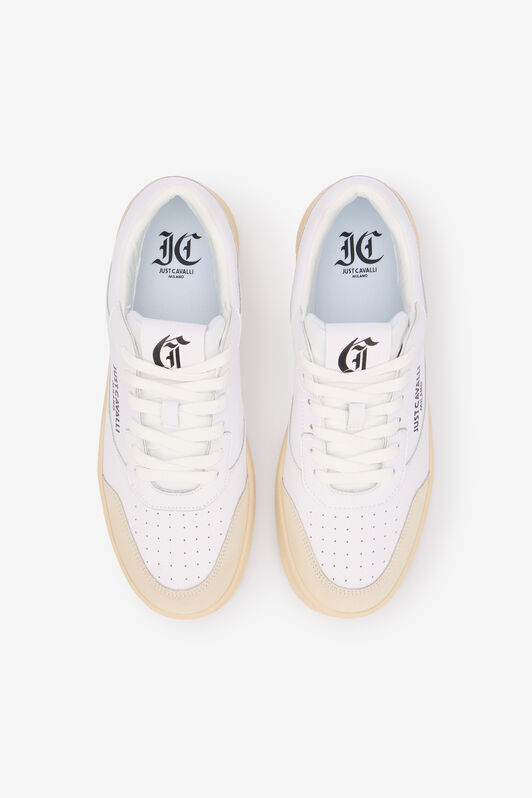 JC Baskets Blanches En Cuir Avec Empiècements Beiges WHITE UFS023-UF298