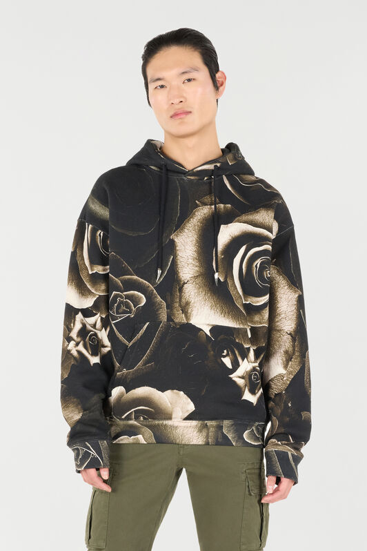RC Rose-Print Hooded Sweatshirt Black/White URT69B-5ON48