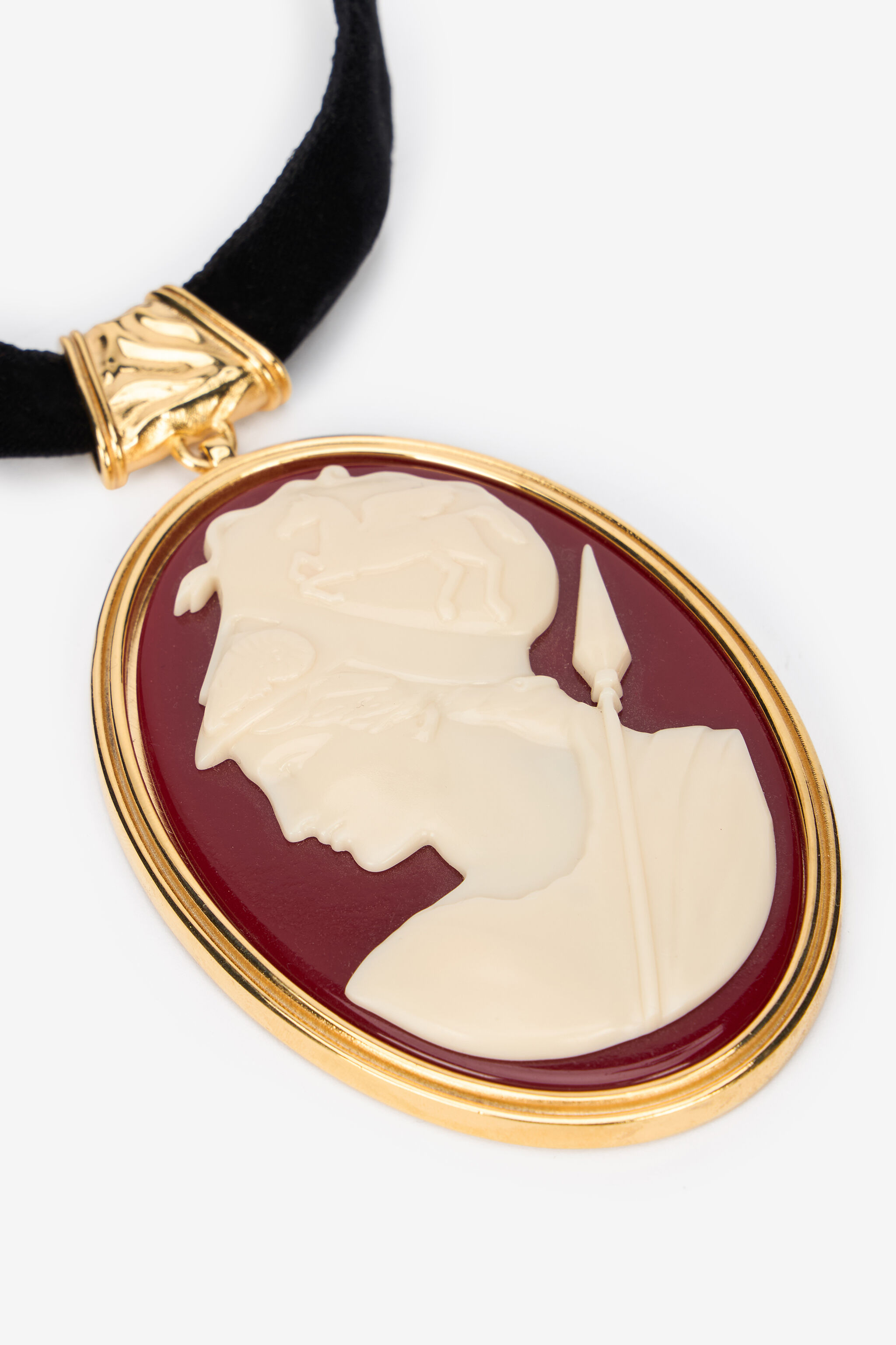 RC Collar Negro Con Colgante Camafeo Rubí ORO/NERO/RUBINO/BIAN VWG007-AM131