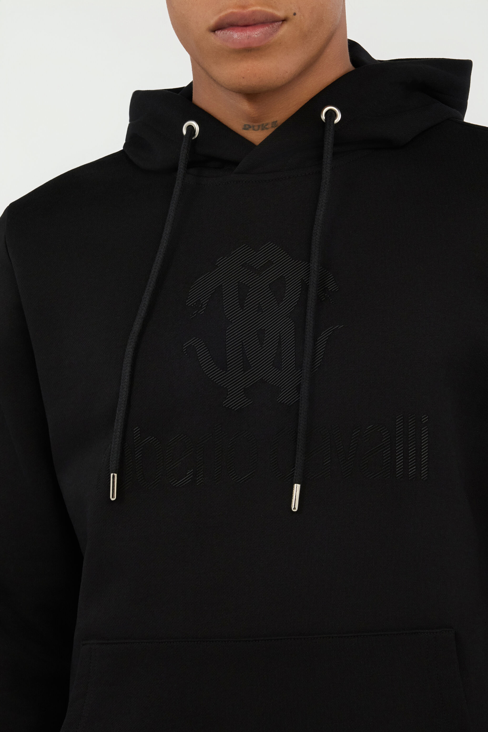 RC Felpa Nera con Cappuccio Monogram RC BLACK QOT68A-CFU50