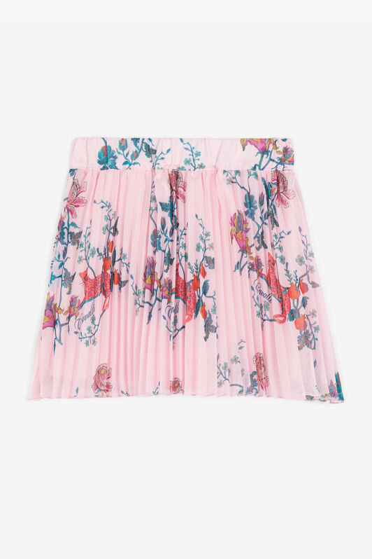JU Leopard And Flower-Print Pleated Skirt Pink RJT302-7GG81