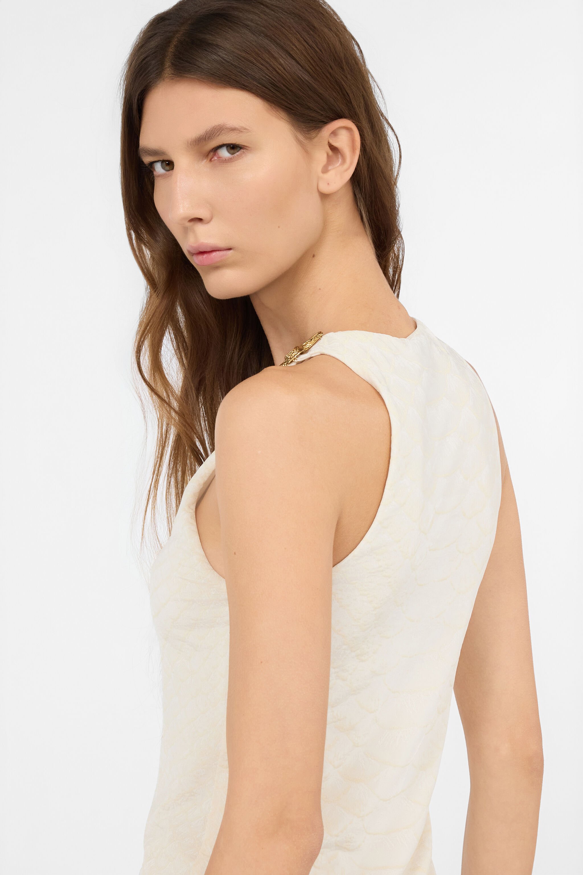 RC Top Bianco Smanicato Con Stampa Squame E Serpente RC Top Bianco Smanicato Con Stampa Squame E Serpente WHITE WWT602-NLS36