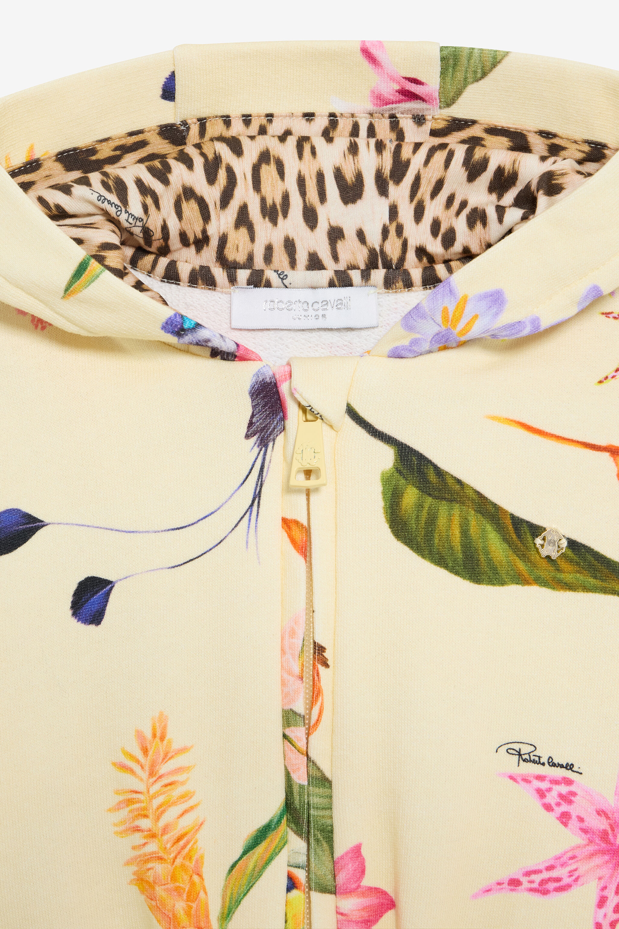 JU Felpa Gialla Con Cappuccio E Stampa Tropicale YELLOW VJT690-5OP32