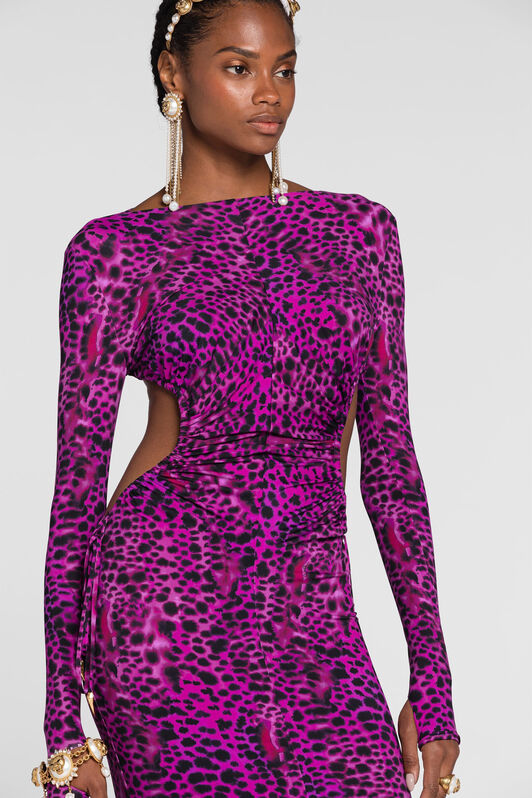 RC Animal-print open-back dress Purple QKT102-LNF50