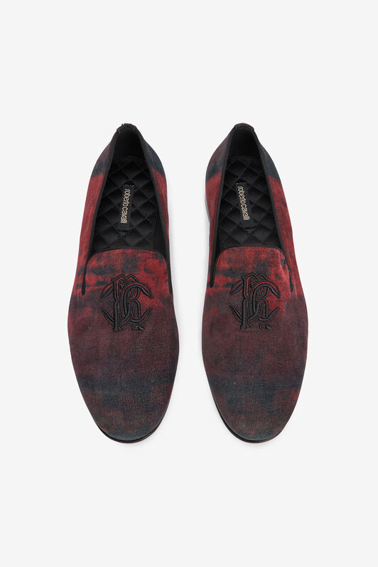 RC Slipper in rotes Orientleder mit Monogram Mirror Snake ORIENTAL RED VRS014-VLV02