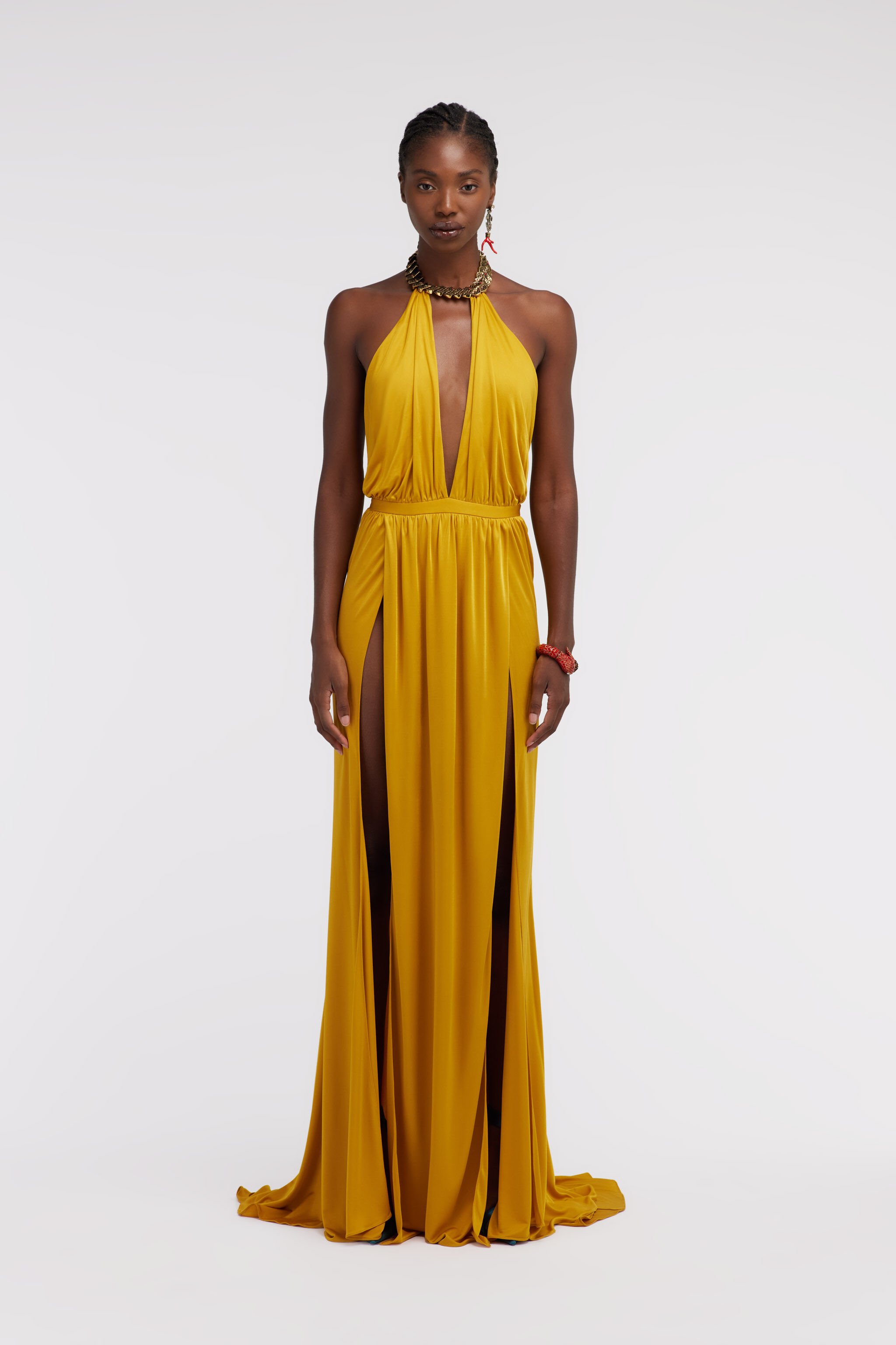 RC Long dress with jewel detail Gelb SKT141-JJ036