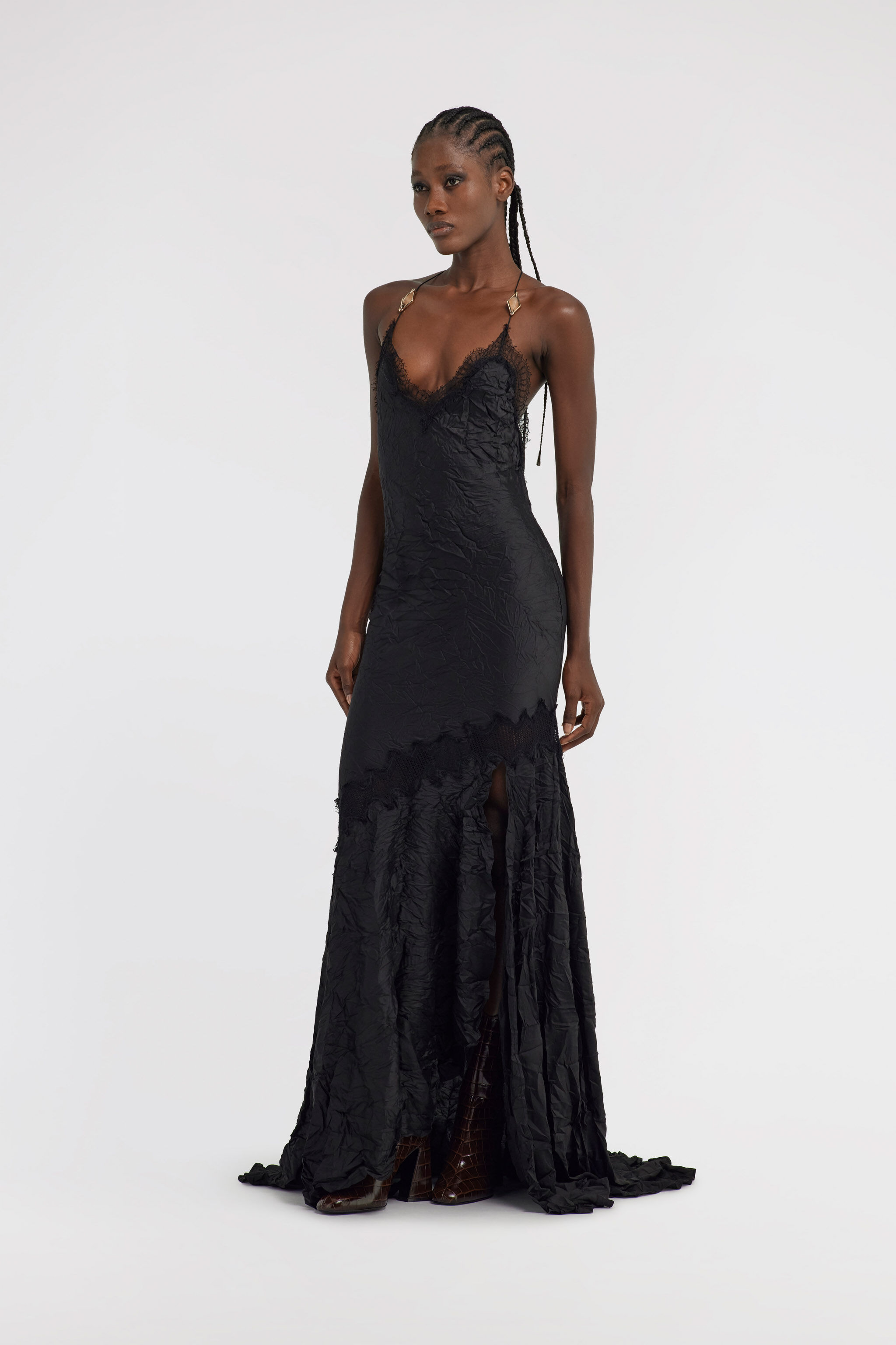 RC Crumpled long dress Black TWT107-RD034