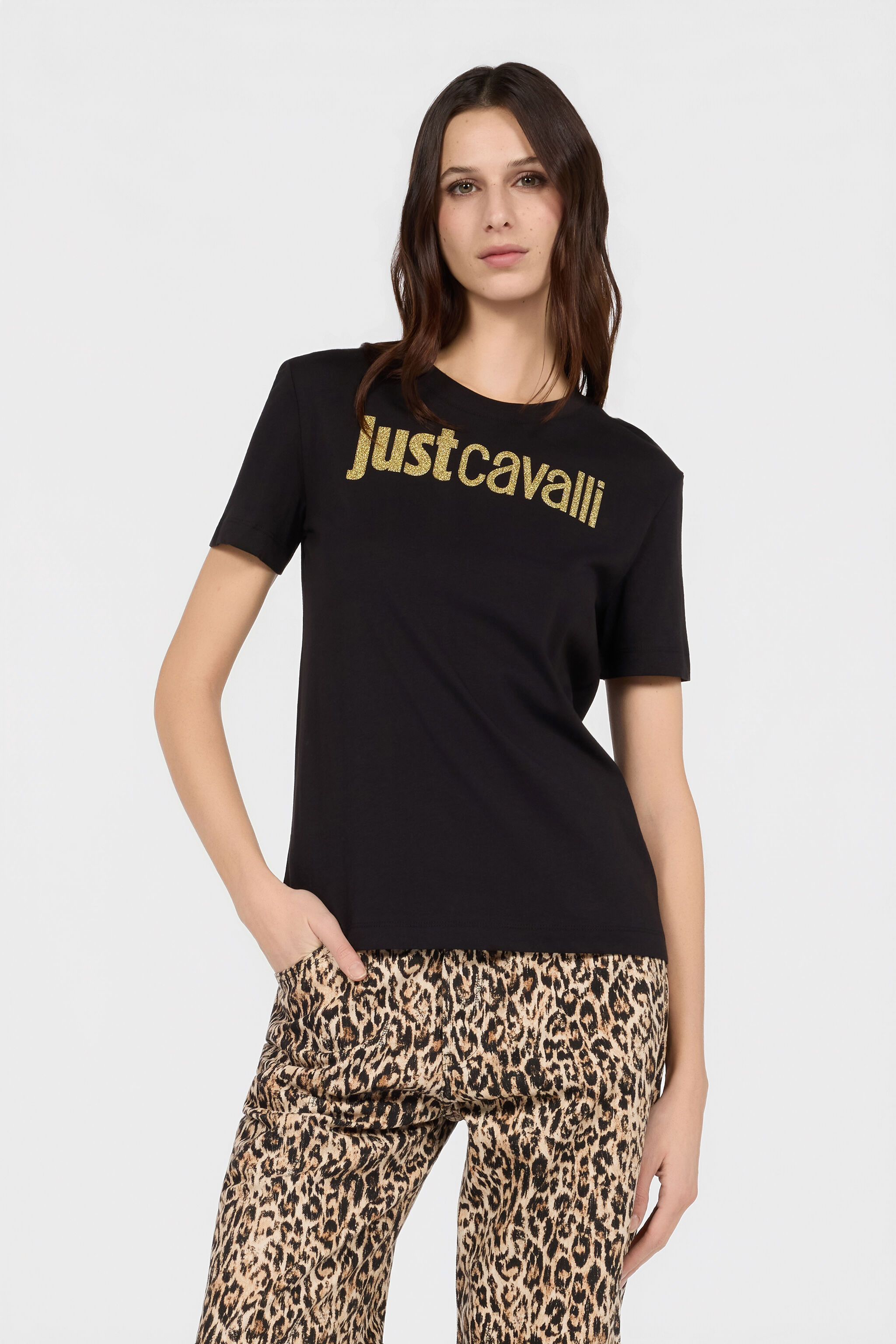 JC Schwarzes T-Shirt Mit Logo BLACK/GOLD VFT192-VF315