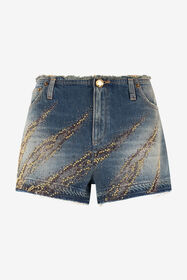 ${brand} Zebra Studded and Rhinestone Patterned Shorts ${colorDescription} ${masterID}