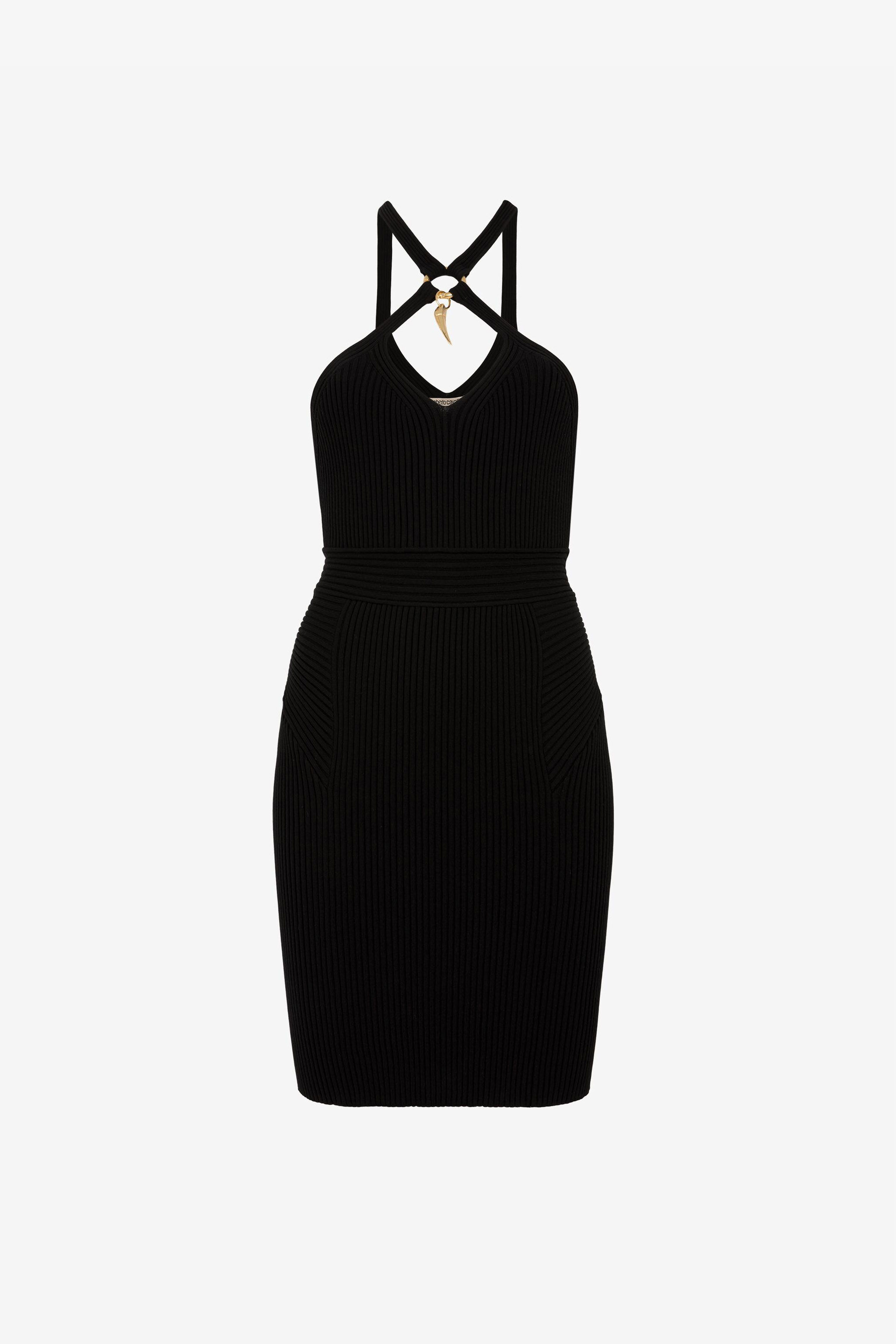 RC Tiger Tooth halterneck dress Black QKM100-MI030