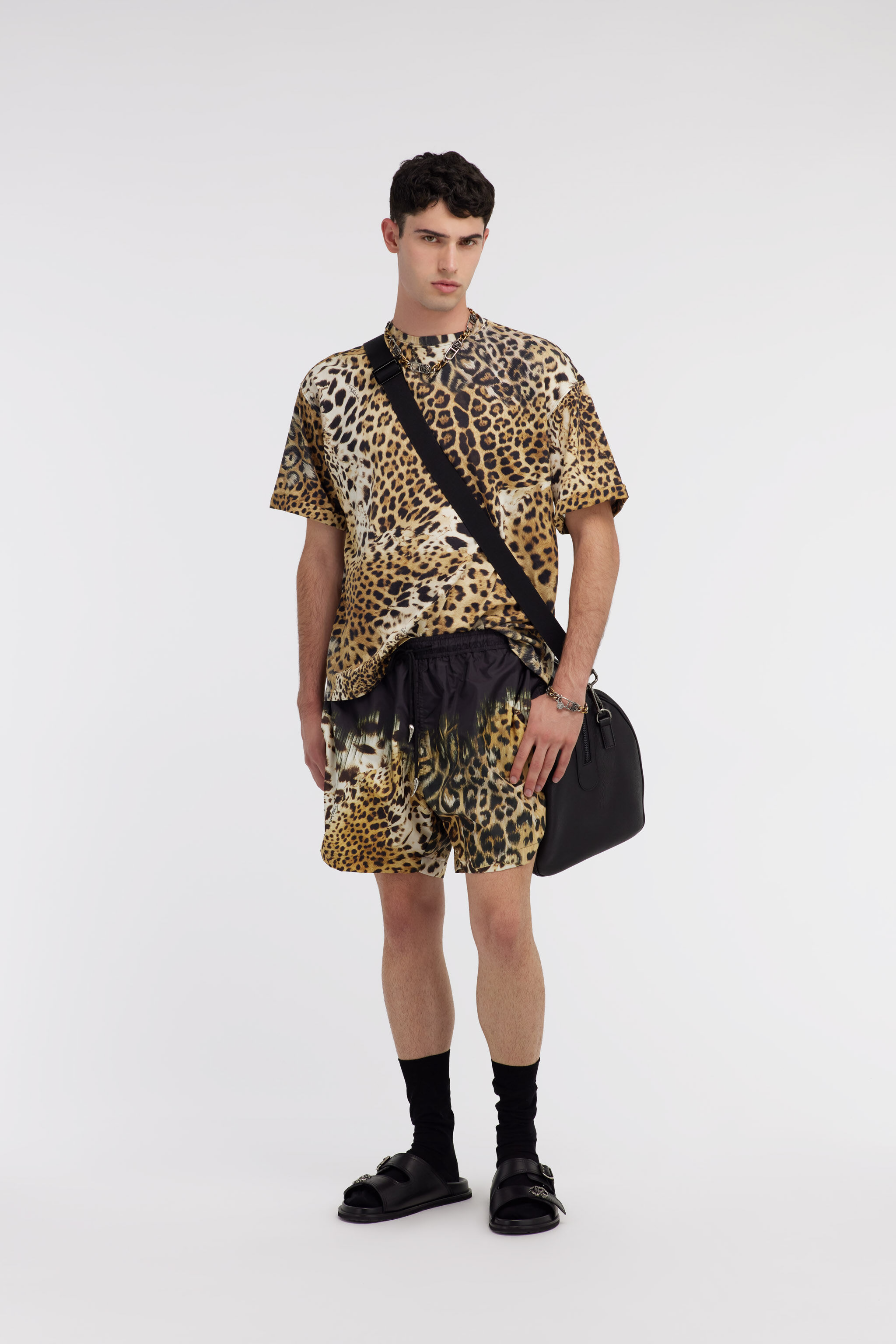 RC Shorts da bagno con stampa Jaguar Skin Marrone chiaro SYH00A-5RF76