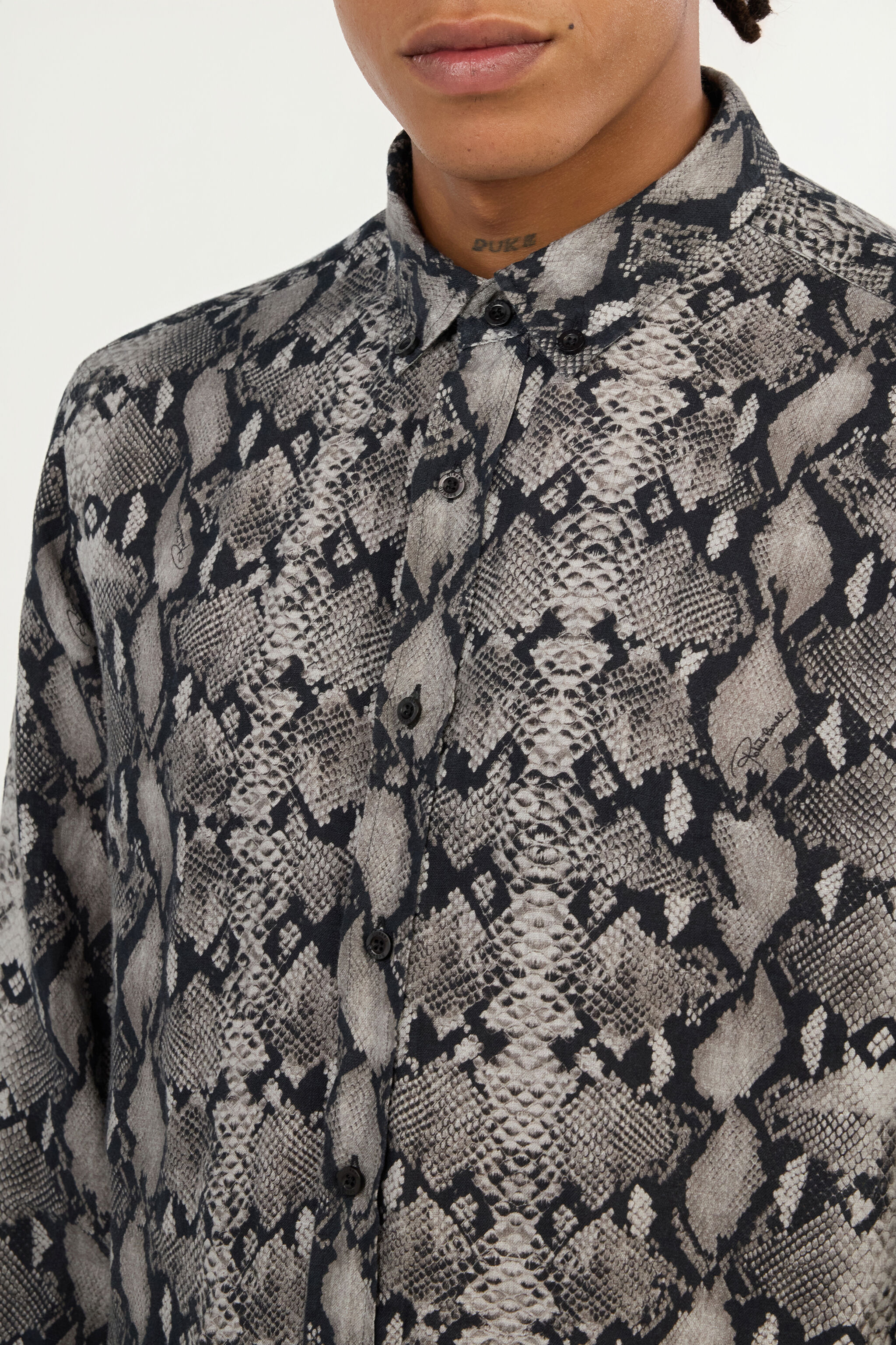 RC Camicia In Lino Stampa Snake PYTHON QOT70I-2JR25