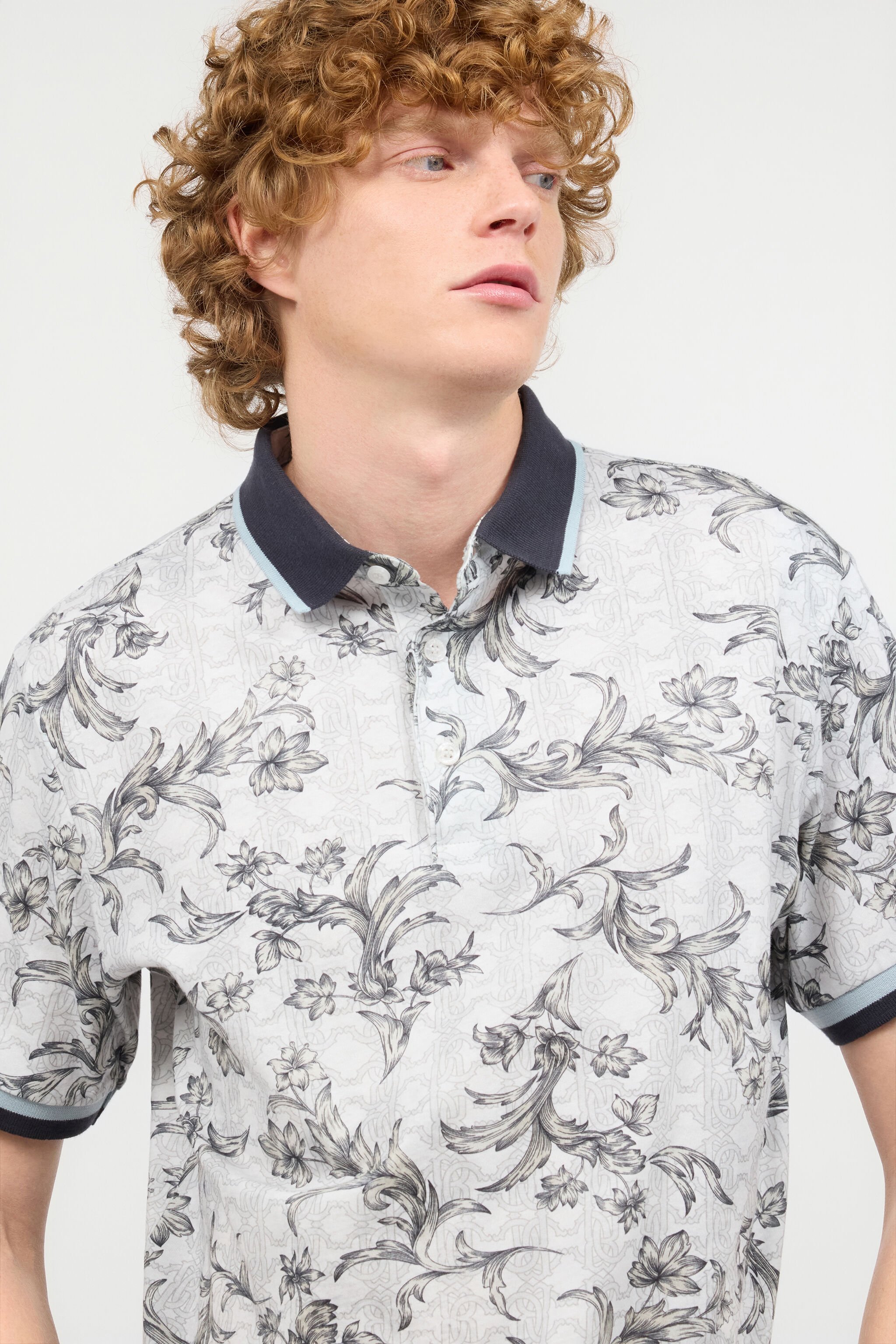 RC Polo Shirt With Floral Print WHITE OOT64A-XKO64