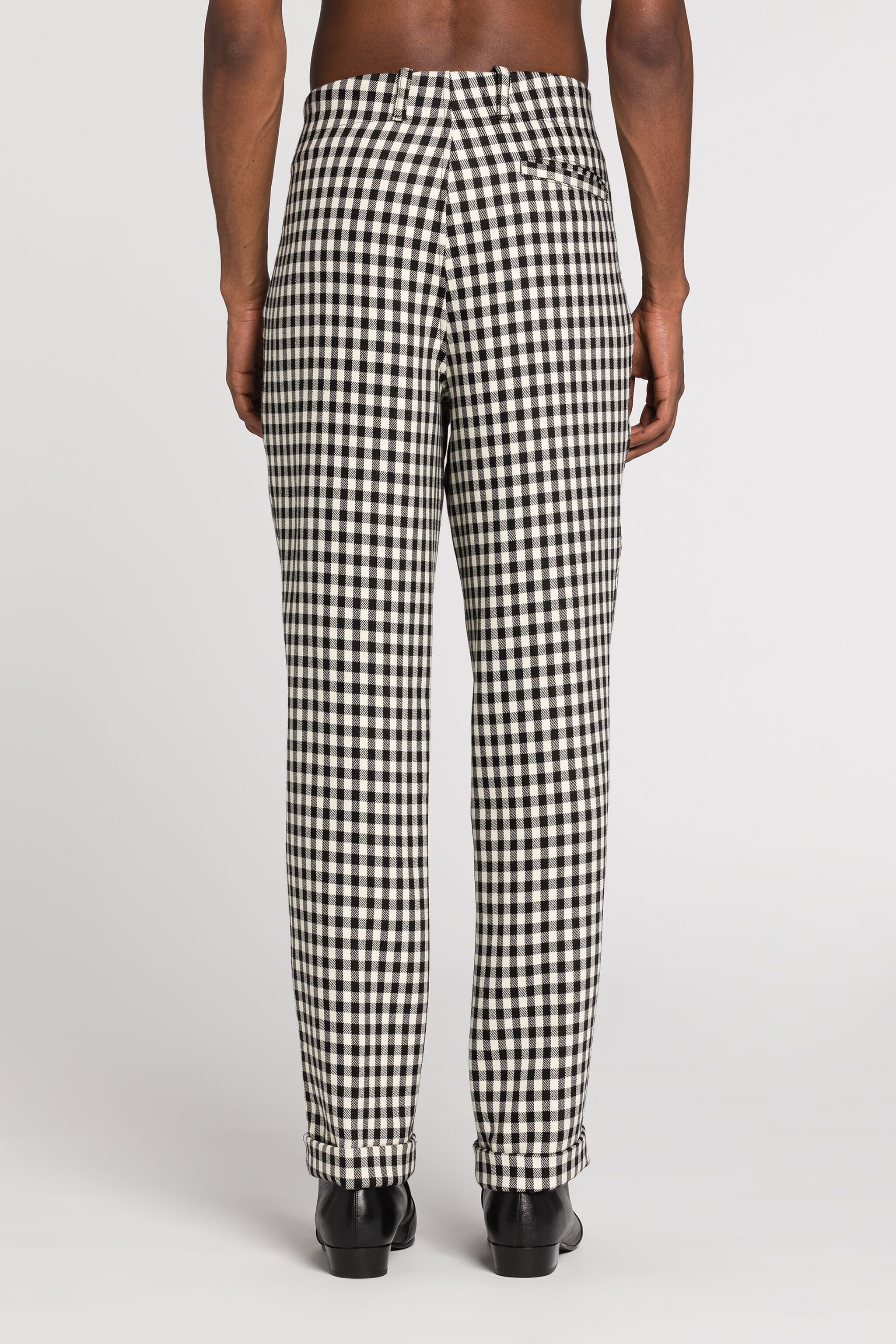 RC Gingham Straight-Leg Tailored Trousers Black/White RRT261-AIC02