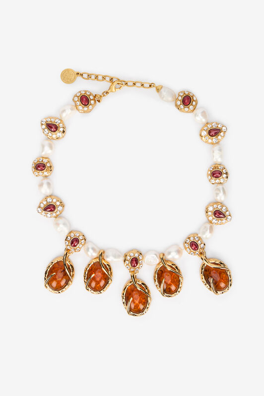 RC Golden Necklace With Pearls And Topaz-Effect Stones RC Golden Necklace With Pearls And Topaz-Effect Stones ORO/TOPAZIO/BIANCO VWG011-AM081