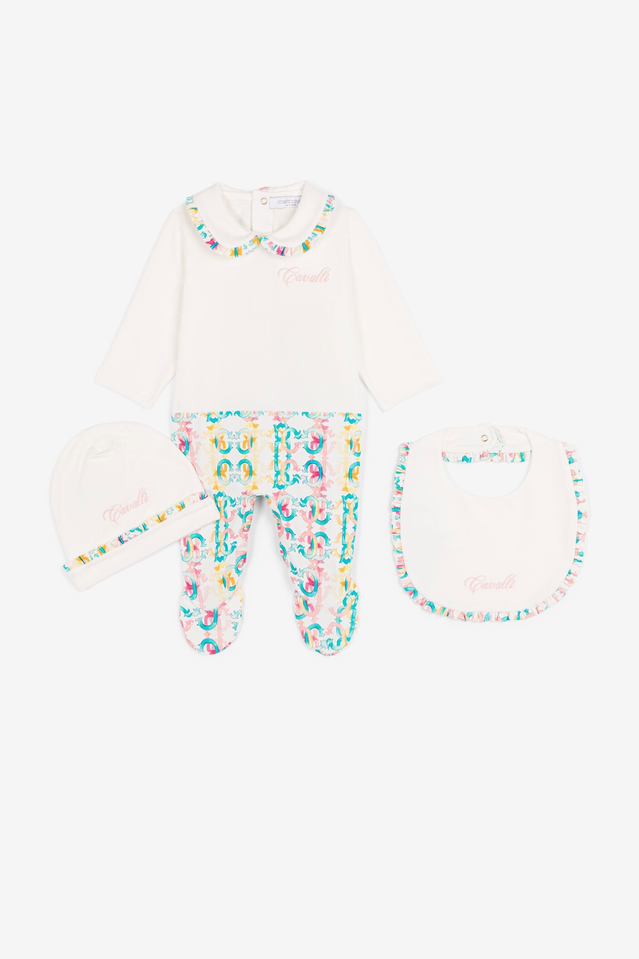 JU Monogram-print cotton babygrow set Light green QJT891-JV025