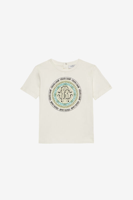 JU T-Shirt Avec Maxi Monogramme RC Et Lettrage Blanc UJT610-JD001