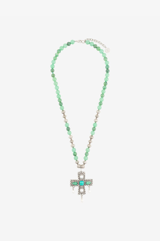 RC Multi-stone cross pendant necklace Silver RWG017-AM016