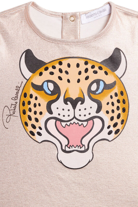 JU Glänzendes T-Shirt mit Leoparden-Print JU Glänzendes T-Shirt mit Leoparden-Print BABY PINK/COPPER JJT649-JU023