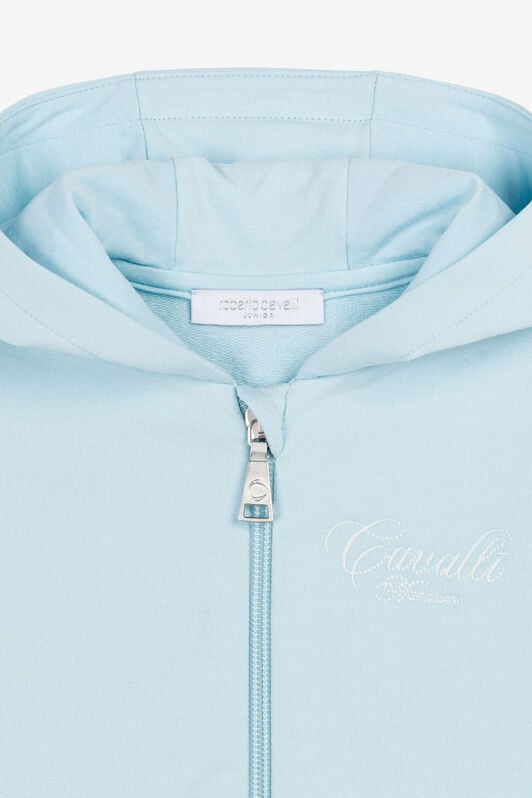 JU Logo-embroidered zipped hoodie Light blue OJT975-ISA2J