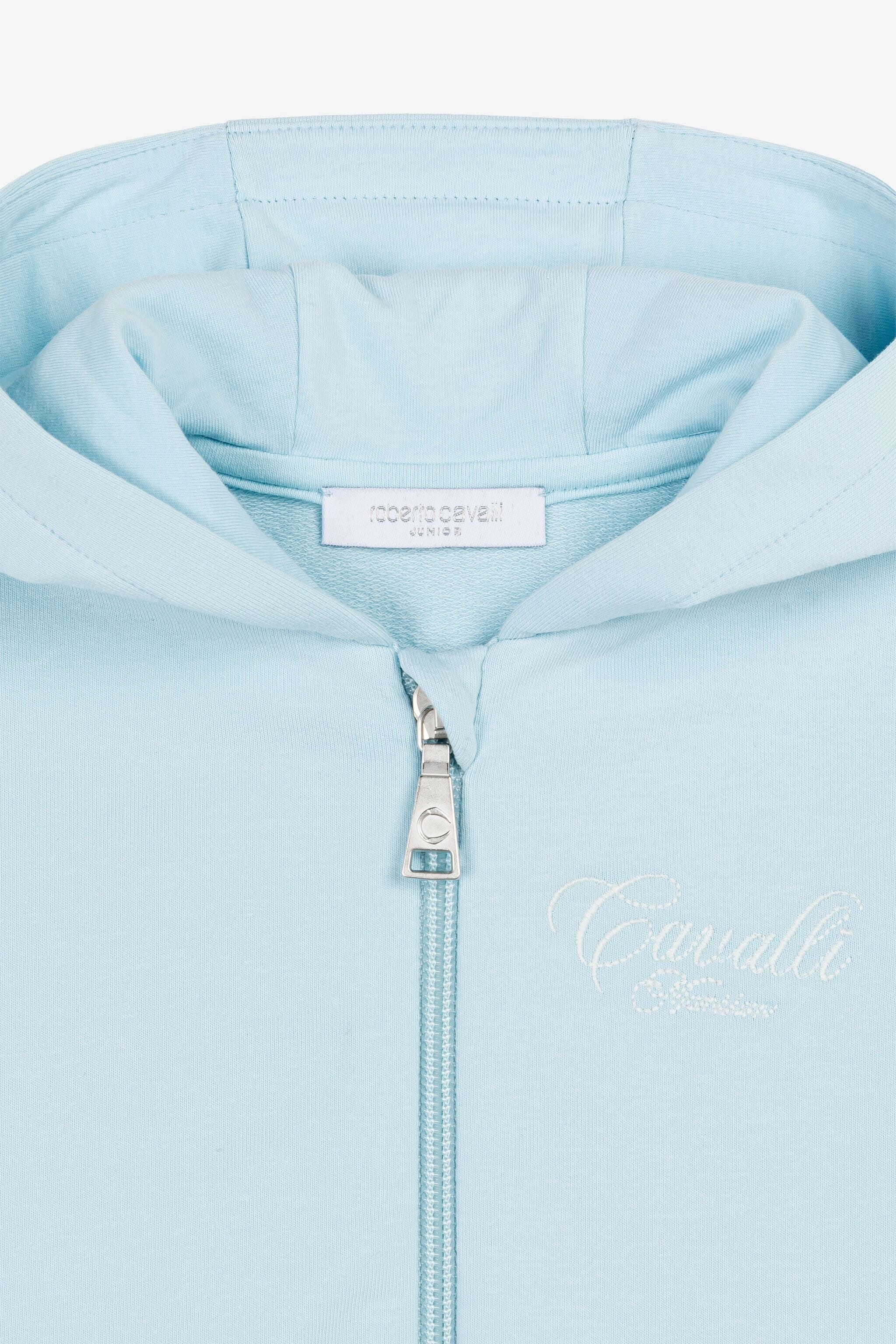 JU Logo-embroidered zipped hoodie Light blue OJT975-ISA2J