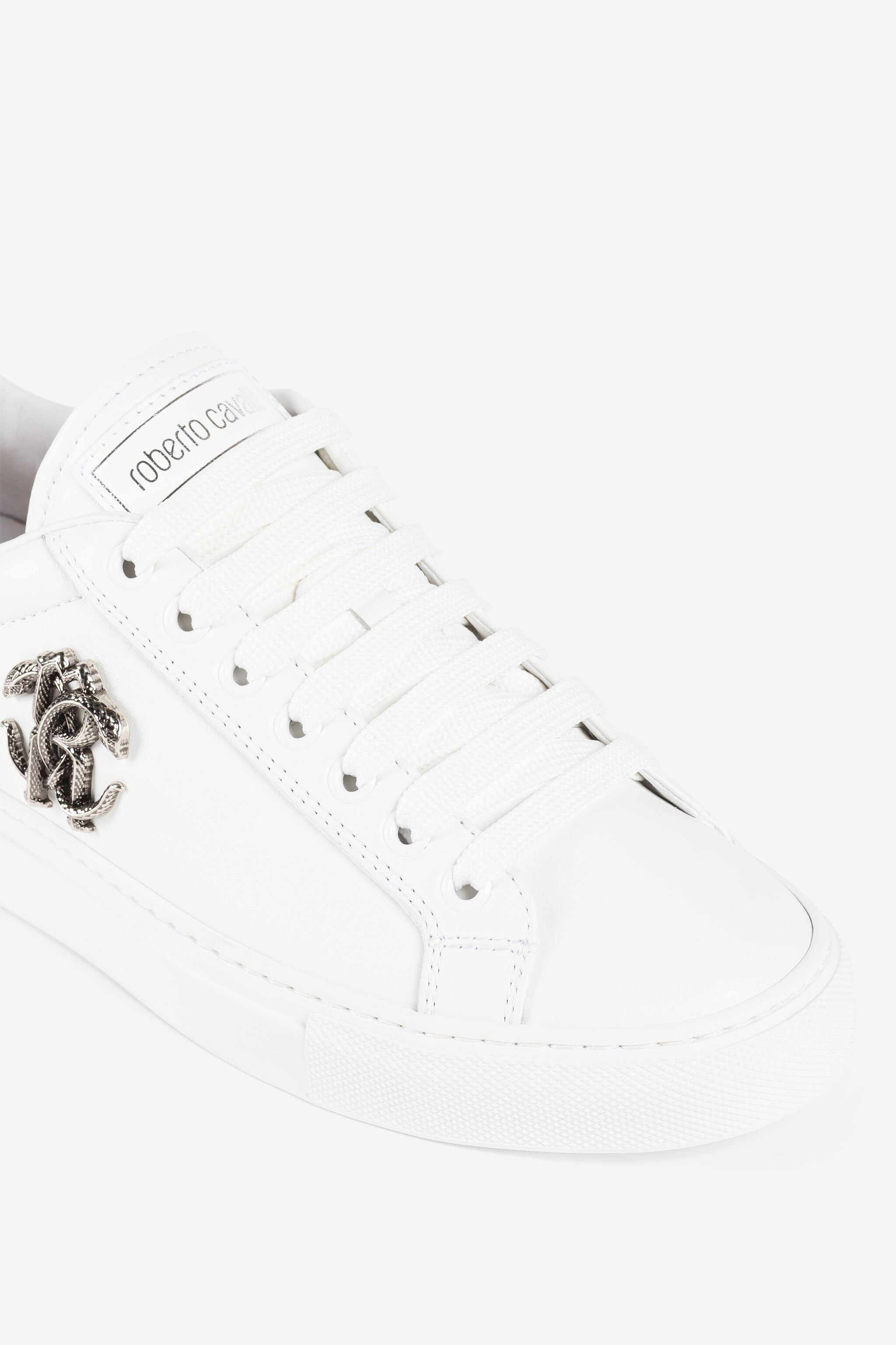 RC Logo-plaque leather sneakers White/Silver RKS038-PZB23