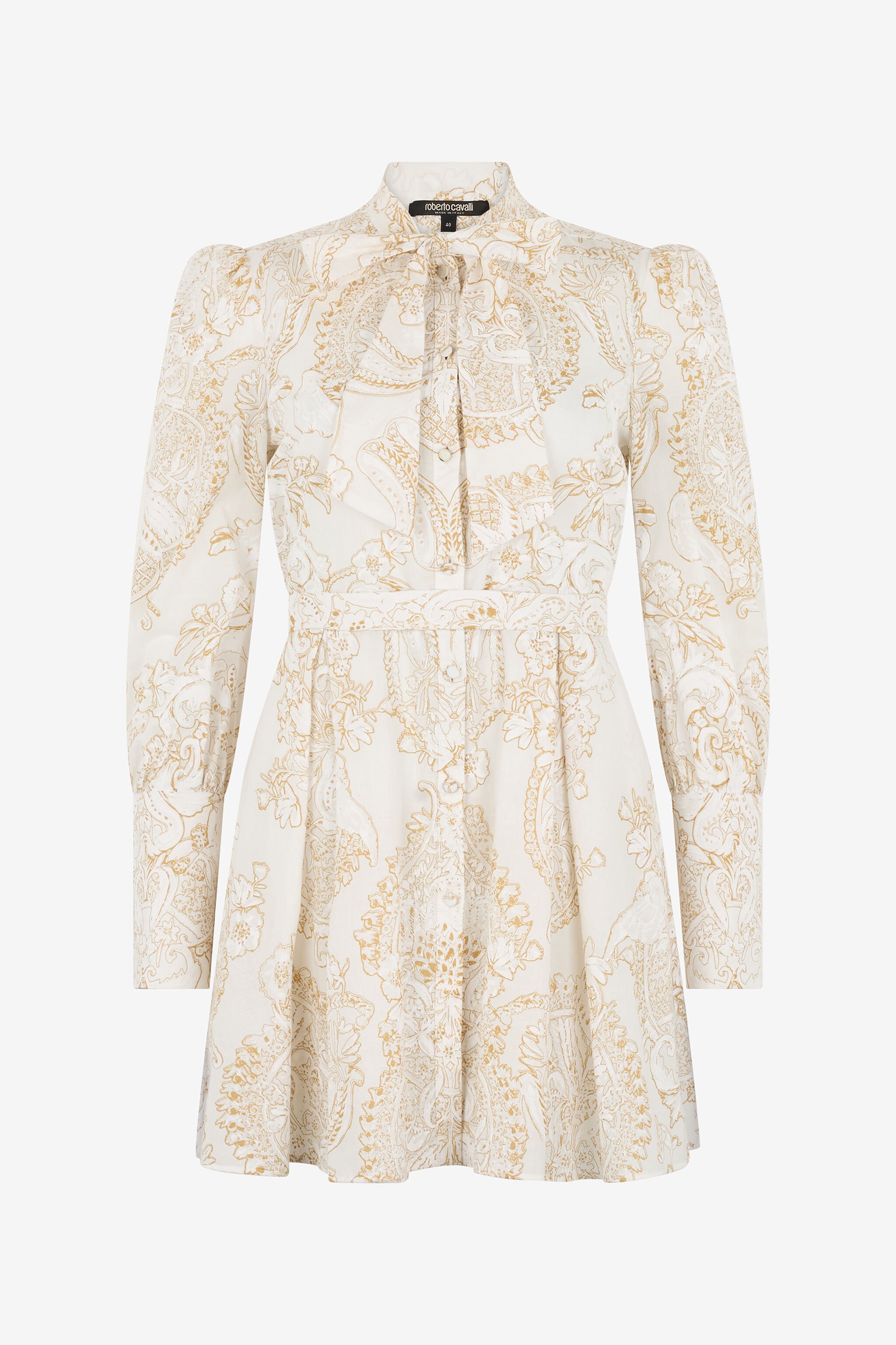 RC Abito Corto in Seta con Motivo Ornamental White WHITE WQT111-RLR36