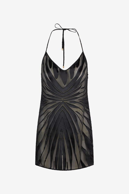 RC Mini Slip Dress With Ray Devoré Print BLACK XKT101-FXI15