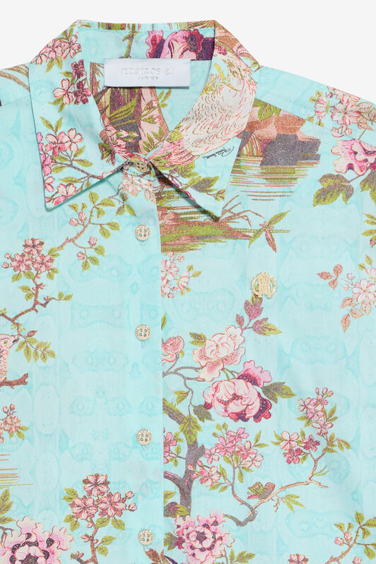 JU Multicolor Shirt with Floral and Pheasant Print MULTICOLOR VJT70F-7MQ07