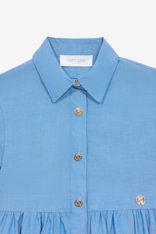 JU Robe Chemise En Coton Bleu clair UJJ10A-DL013