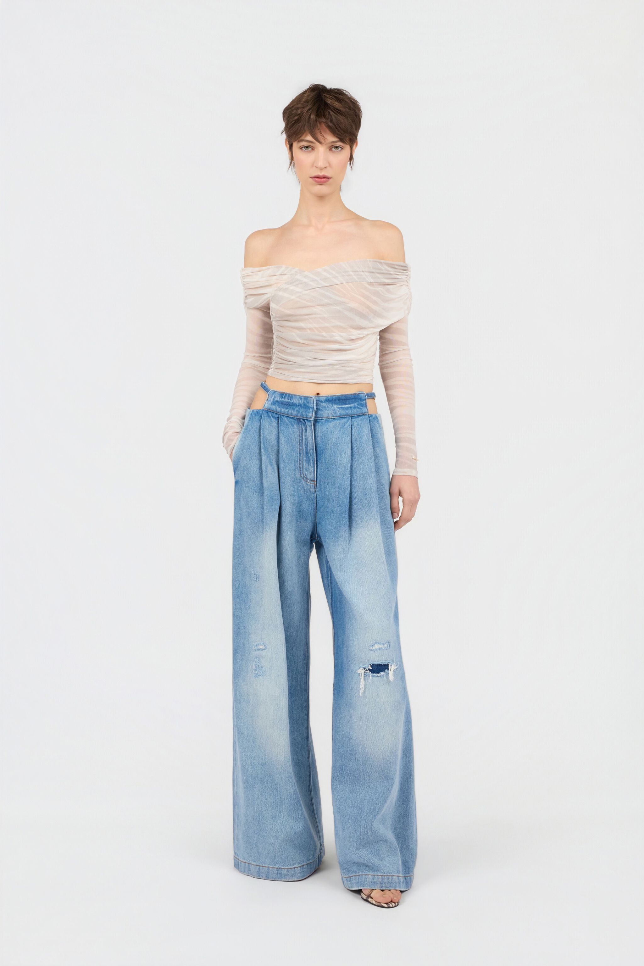 JC Top Spalle Scoperte con Stampa Natural Barb OFF WHITE WFT239-WF621