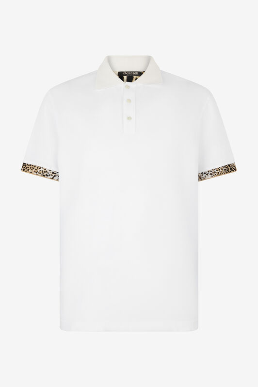 RC Polo Shirt with Jaguar Skin Details RC Polo Shirt with Jaguar Skin Details White VRT64A-KB002