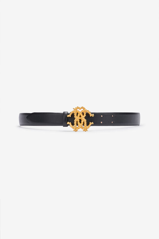 RC Cintura in pelle con fibbia logo Nero UWC004-PZ796